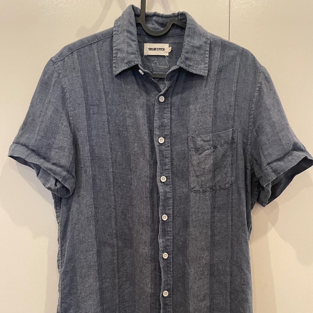 Taylor Stitch The Short Sleeve California in Dusk Stripe, XS/36